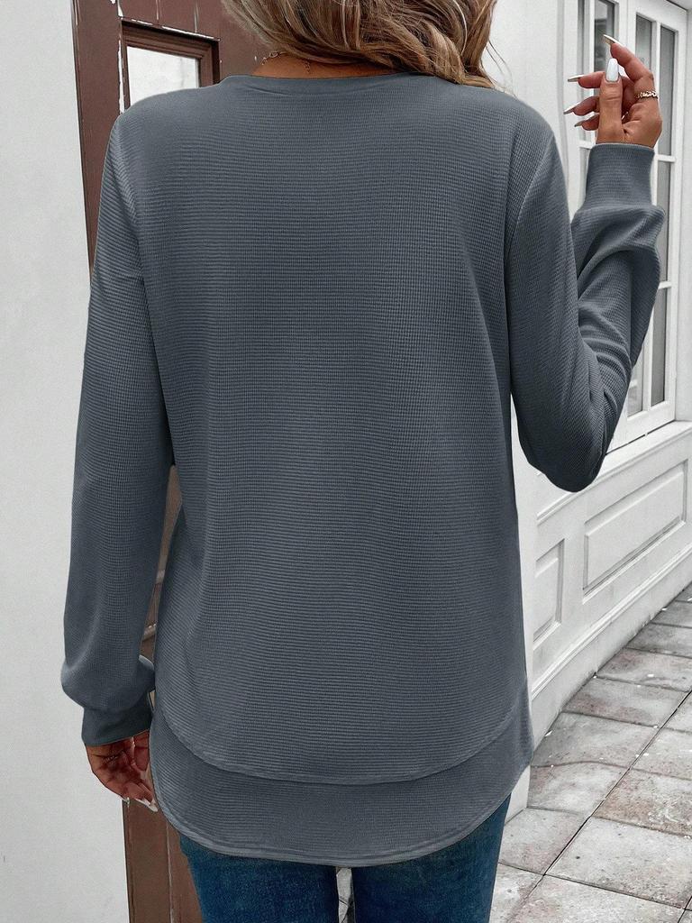 25th Anniversary Women's Asymmetrical Textured Long Sleeve Casual Sportswear Top for Autumn/Winter