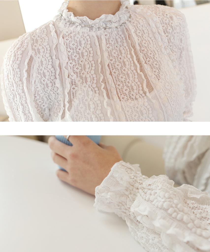 Ppaeppae Banded Frill Lace Blouse