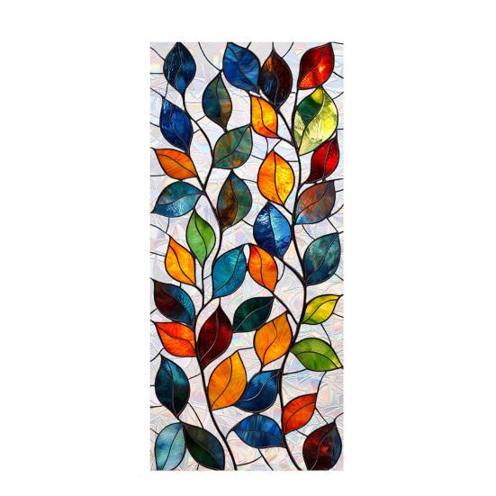 

Window Privacy Film Stained Glass Floral Decorative Window Clings Colorful UV Blocking Static Glass Decals for Bedroom Living Room J