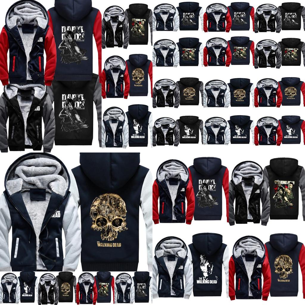 Cozy And Warm The Walking Dead Print Sweatshirts For Men With Ribbed Cuffs