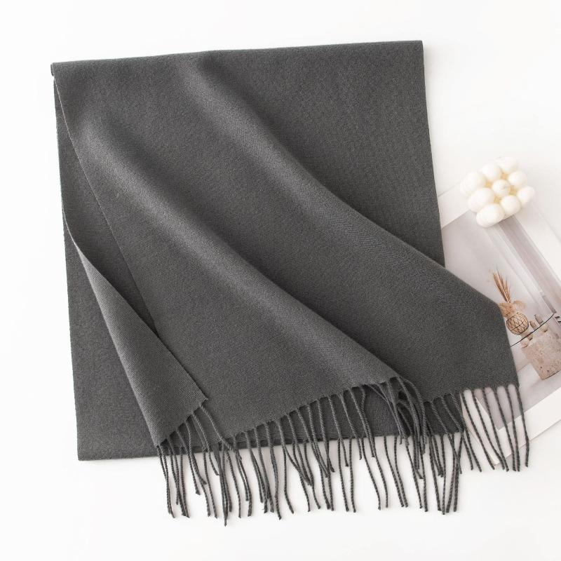 New Solid Color Maillard Imitation Cashmere Scarf for Women Autumn and Winter High End Warm Shawl Simple Scarf