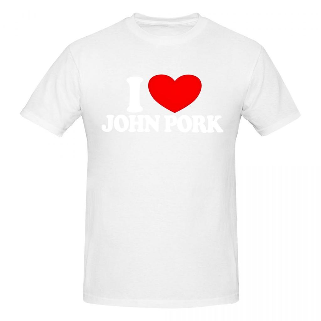 Women Unisex T-Shirts I Love John Pork Red Heart Vintage Cotton Tees Short Sleeve T Shirt Crewneck Clothing Printed