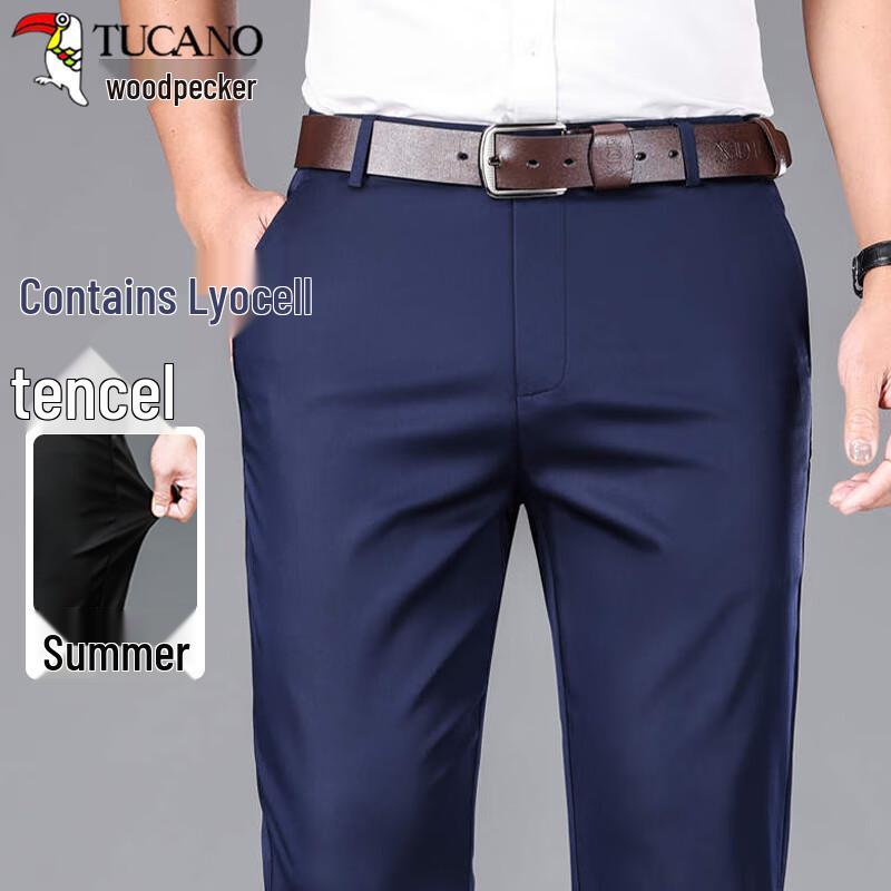 

TUCANO Men s Business Casual Lyocell Blend Wrinkle-Free Pants 34