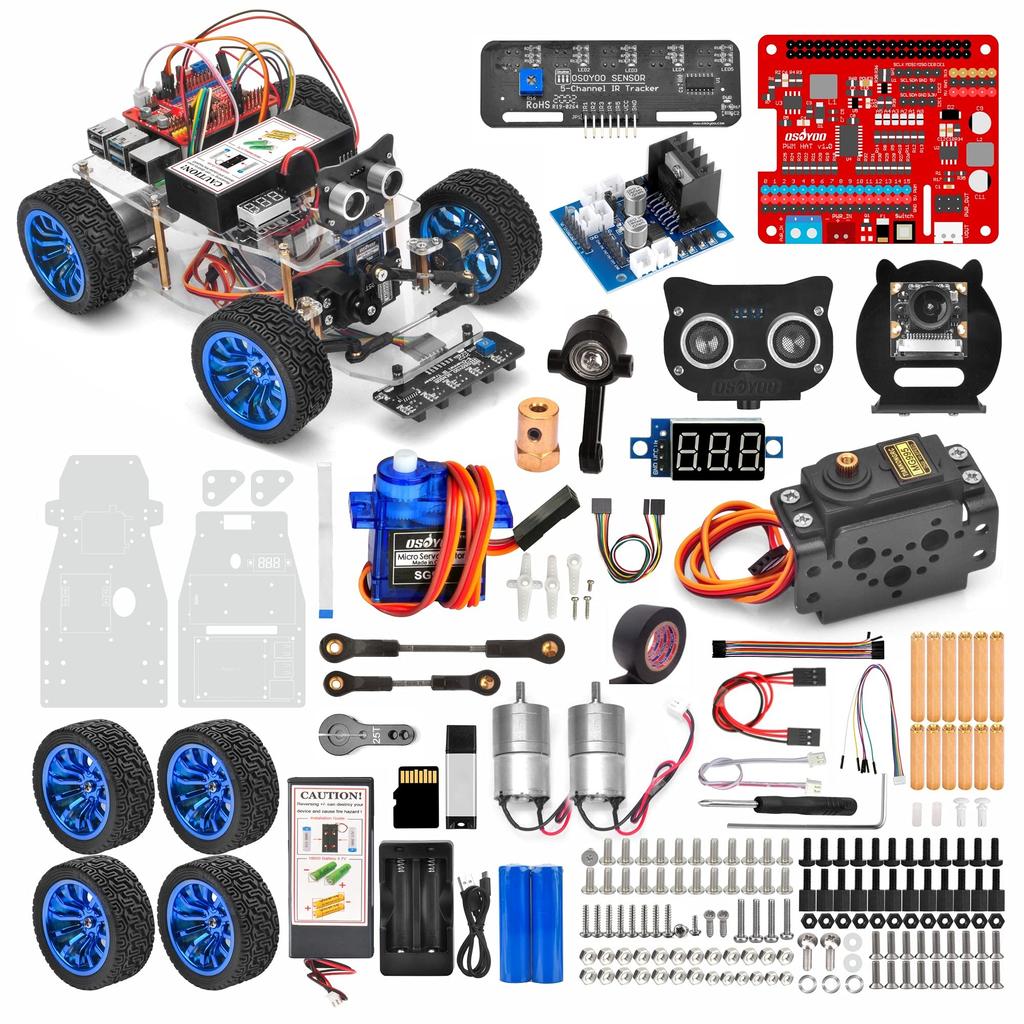OSOYOO Servo Steering Smart Robot Car with Camera for Raspberry Robot Car Kit for Programming and Uses Python Code To Make Coding Easier and Faster To