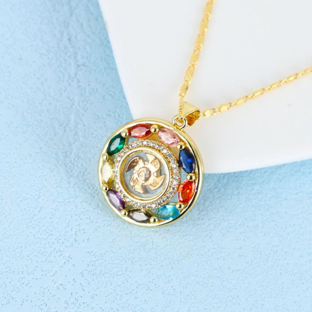 Aesthetic Windmill Pendant Necklace Vintage Cubic Zirconia Decor Jewelry  Holiday Gift