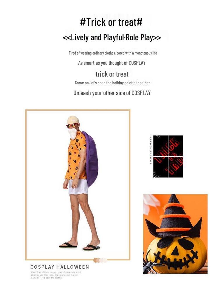 Master Roshi & Son Goku Halloween Cosplay Costumes: Demon King & Goku Clothes