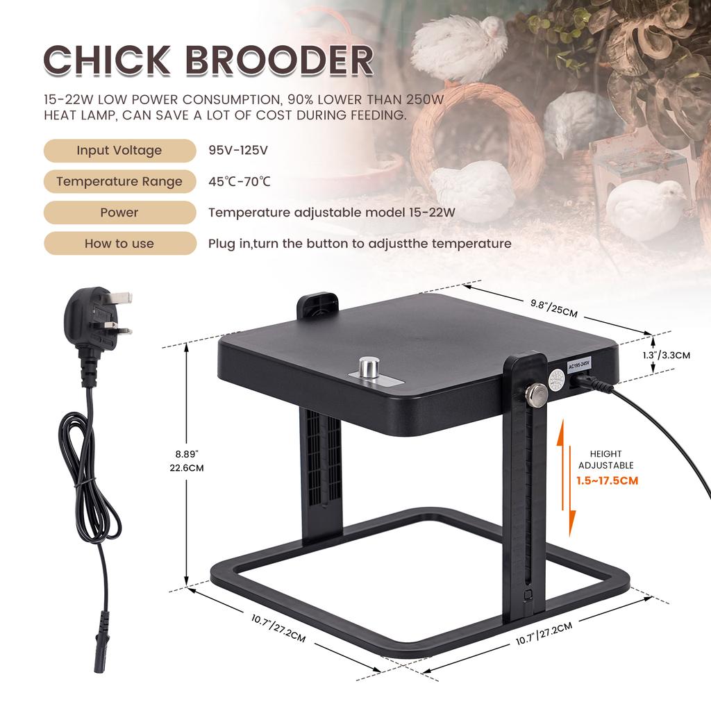 Electric Chick Brooder Heating Plate Adjustable Height Chick Cage Heater Chicken Warmer for Hen Ducklings Supplies EU Plug