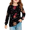 Christmas Day Girls' Long Sleeve Blouse - Round Neck Soft Waist Tunic