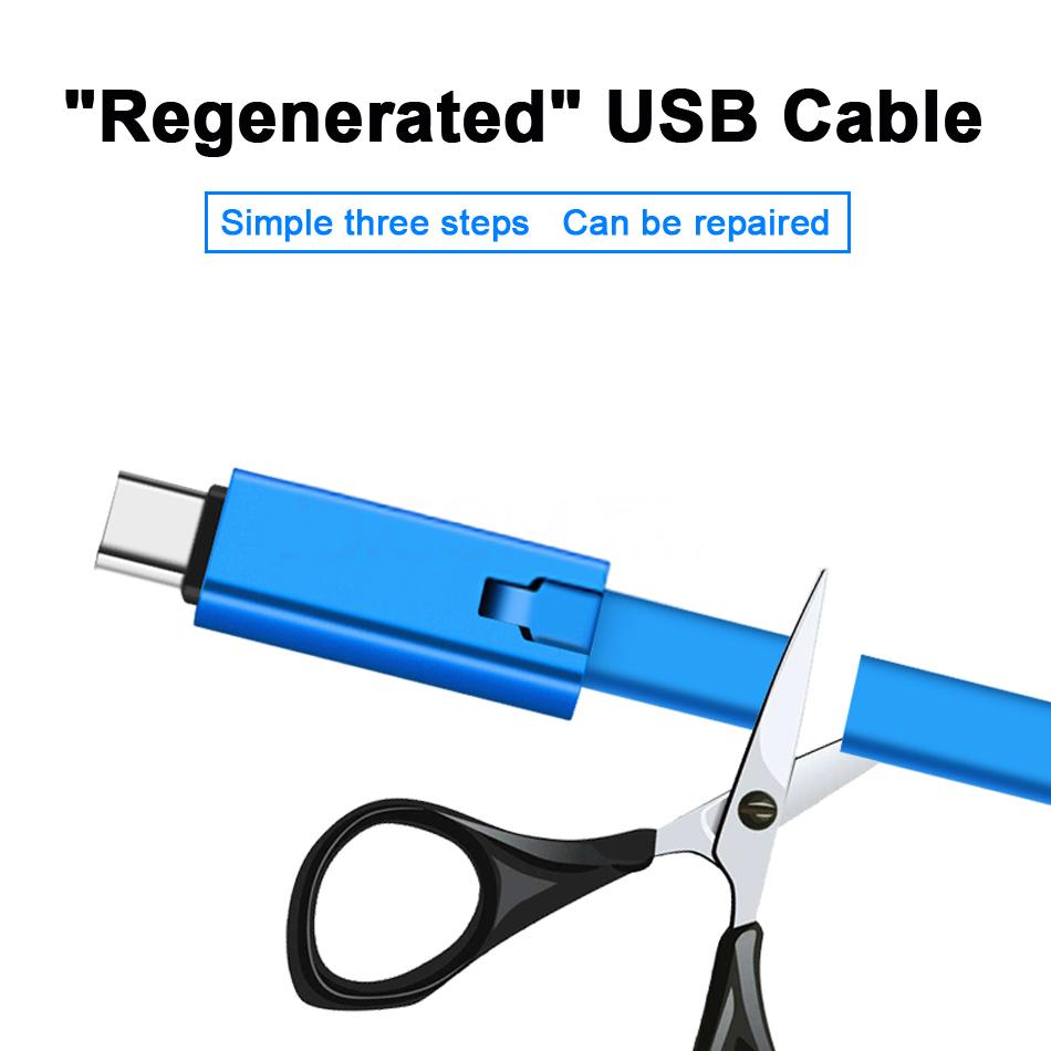 Buy Regenerate USB Cable iPhone Xs Xr 8 7 Reused TypeC Fast Charging USB C Cable Micro Wire Cord