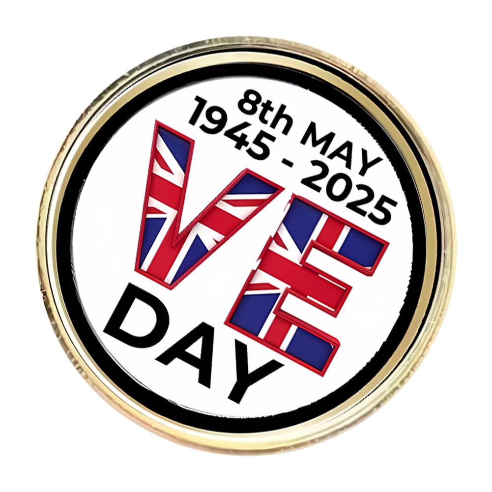 VE Day 80th Anniversary 1945-2025 8th May VE Day Collectable Badges Round Pin Badge Metal Badge for Clothing Bags Shirt Backpack