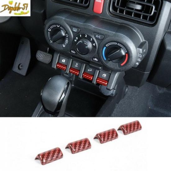 Красная карбоновая накладка на кнопку стеклоподъемника для Suzuki Jimny -