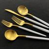 5Pcs Matte Round Handle Silver 18/10 Stainless Steel Cutlery Set Knife Dseert Fork Spoon Tableware Dinnerware Flatware Set
