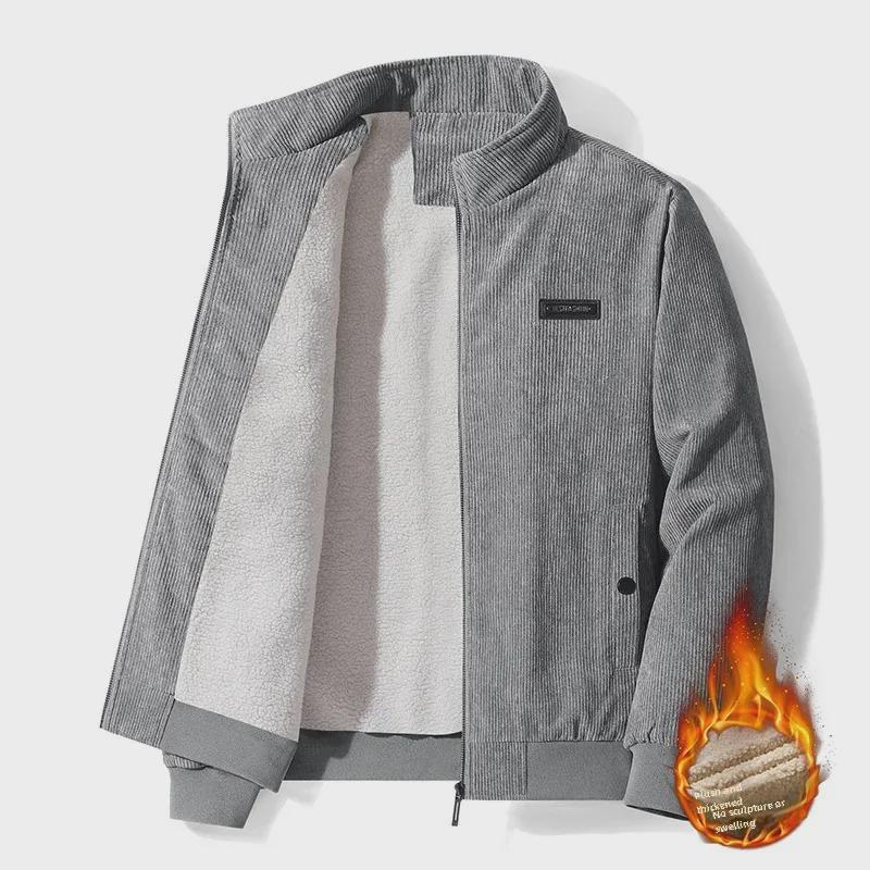 Men's Slim-Fit Corduroy Jackets: Casual Korean Style, Versatile, Thick Fleece for Spring/Autumn