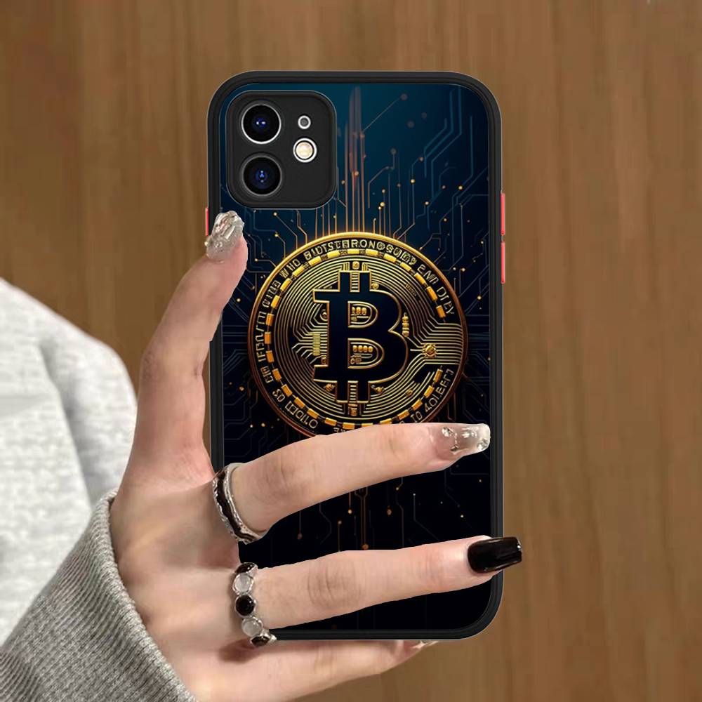 Luxury B-Bitcoin Phone Case For IPhone 13 12 X XS MAX Pro Max 16 15 11 14 Pro Max Shockproof Matte Cover