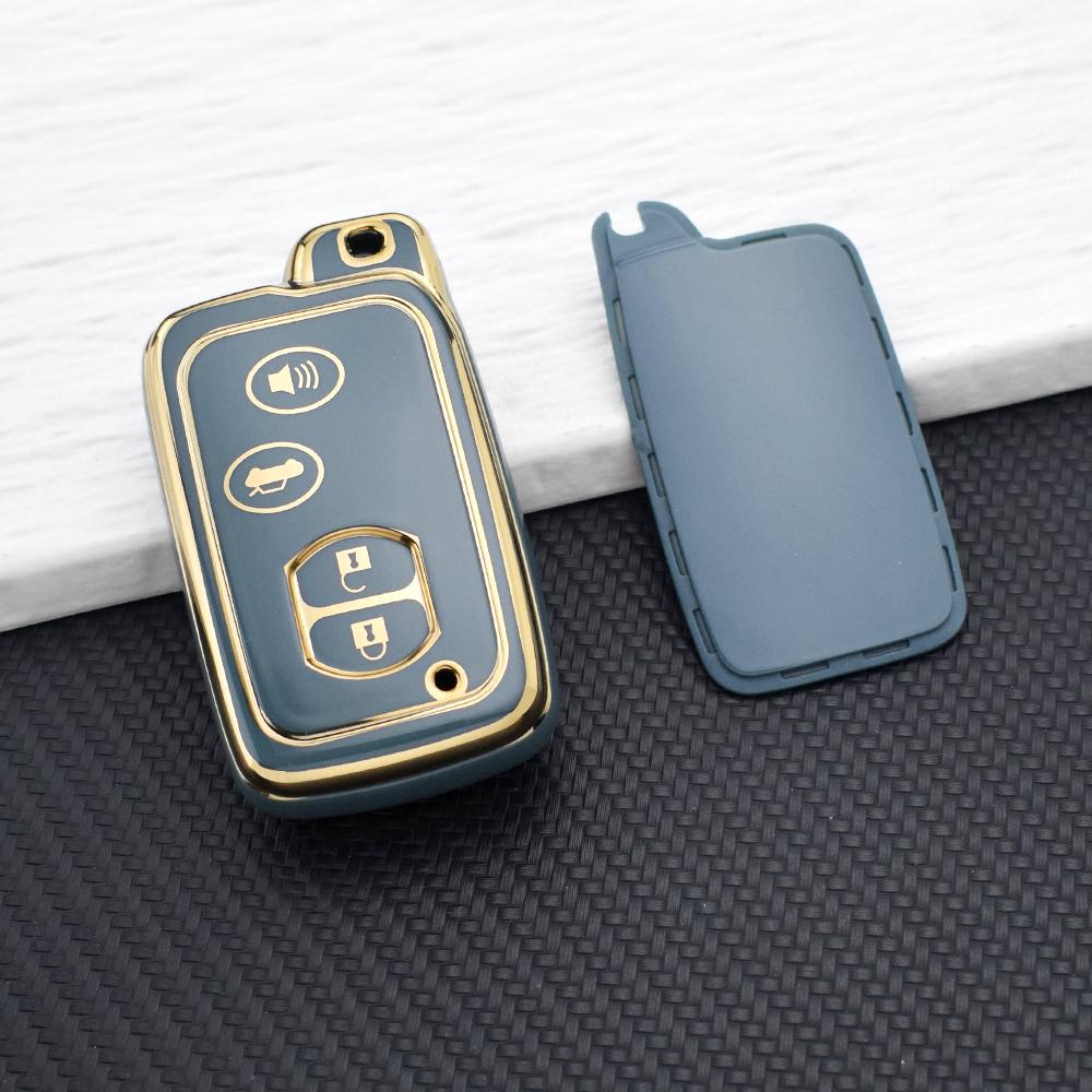 4 Buttons Tpu Car Key Case For Toyota Rav4 Highlander Camry Avalon Prius Alpha Aqua Land Cruiser Auris Key Cover With Key Chain