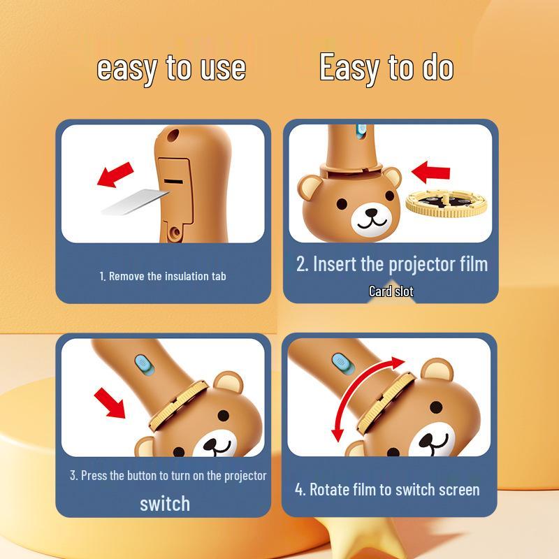Children's Cartoon Projection Flashlight - Luminous Educational Toy