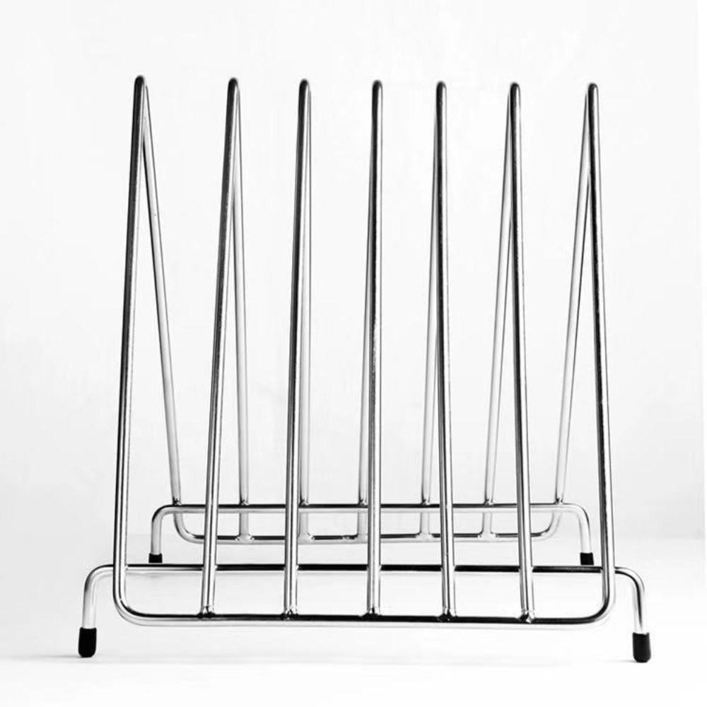 Durable Stainless Steel Cutting Board Rack Rust-Proof 6 Grids Drainage Stand Non-slip Wear-Resistant Storage Rack