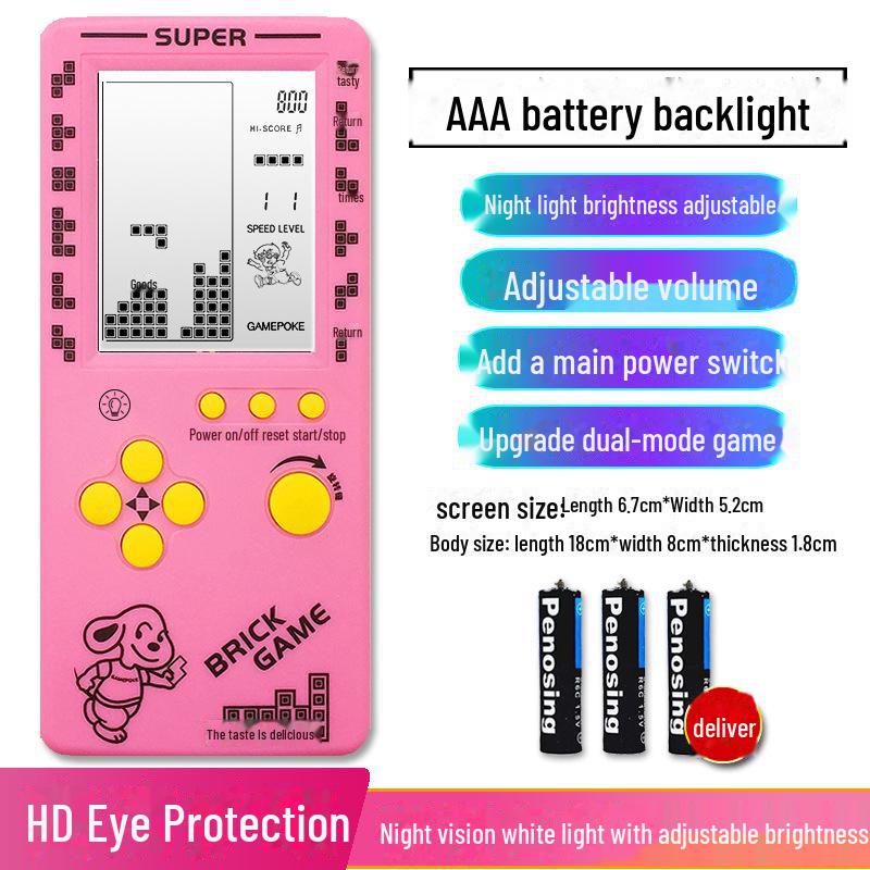 "4,1-Zoll Großbildschirm Retro Tetris Spielkonsole - Wiederaufladbares Klassisches Kinderspielzeug"