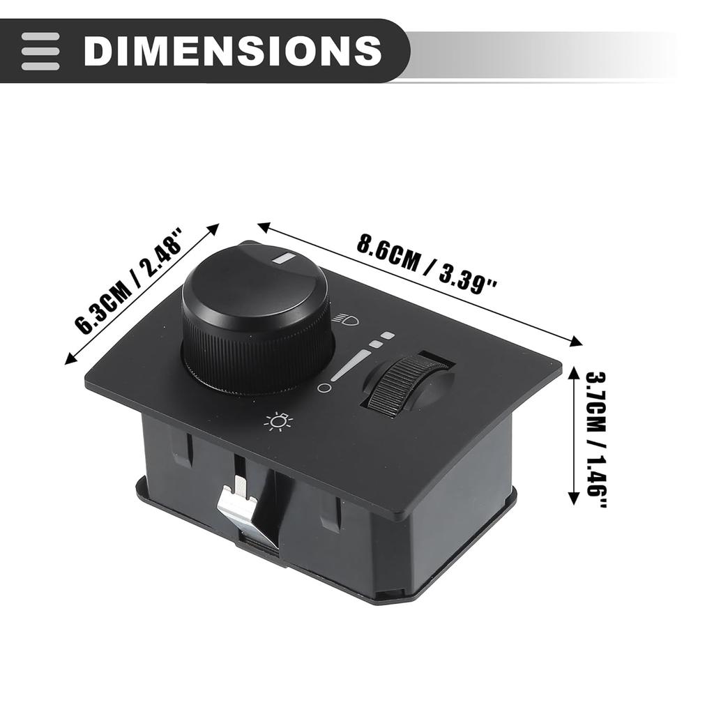 Motoforti Headlight Switch, for Chrysler 300, Metal Plastic, 68019567AC/68019567AD/68019567AE, Black,