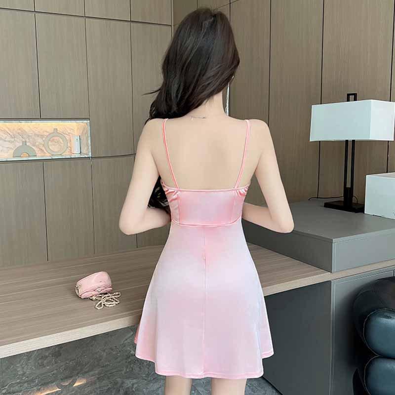 Damenbekleidung Nachtclub Bar Neckholder Low Cut Slim Kleid Trend