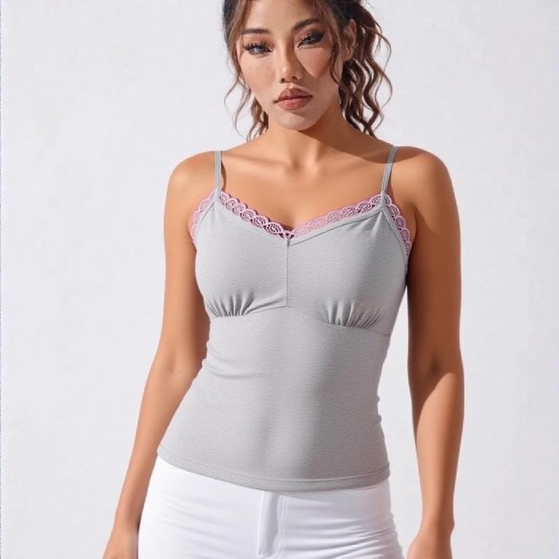 Women's Lace-Trimmed Camisole Top Slim-Fit Sports Bra Slimming Base Layer