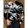 Herren Langarmshirt mit Aufdruck Reguläre Passform Lässige Mode Kontrast Oberteil