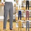 2026 New Women's Solid Color Elastic Waist Corduroy Straight Leg Casual Pants