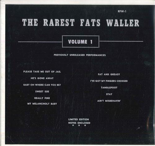 

Виниловая пластинка FATS WALLER Самый редкий Fats Waller Том Первый RFW1 БЕЗ ЛЕЙБЛА Не Япония Джаз Б/У