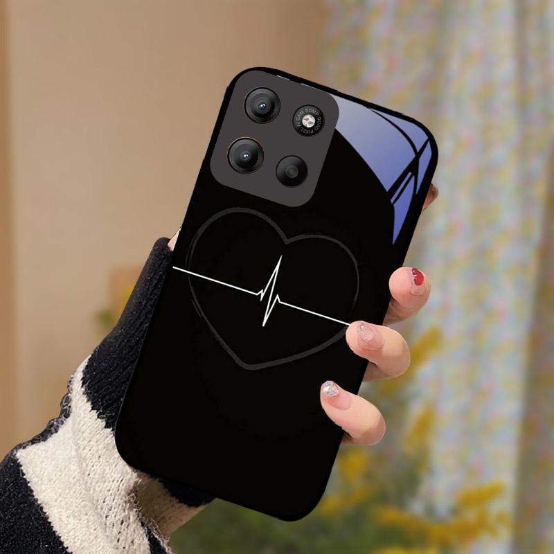 Para Motorola Moto G15 Capa Vidro Temperado Anti Queda Capa de Telefone Para Moto G 15 MotoG15 Capa Protetora Resistente a Choques Concha Dura de PC Bumper Traseiro