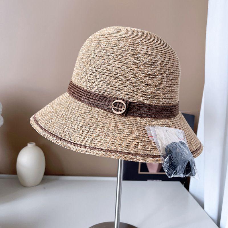 Retro kontrastierender Strohvisier Kinder lässig vielseitig Frühling und Sommer Outdoor Reise Sonnenschutz Strohhut Sonnenhut