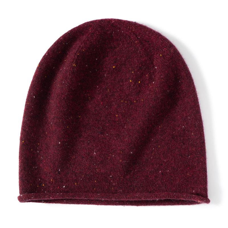 Women's 100% Pure Cashmere Autumn/Winter Versatile Knit Hat - Solid Color, Warm & Stylish