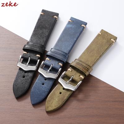 Calfskin Genuine Leather Watchbands Handmade Stitching Cowhide Watch Band for Seiko 20mm 22mm Vintage Brown Smartwatch Strap