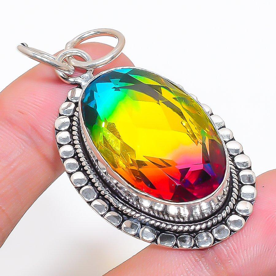 

Natural Bi-Color Tourmaline 925 Sterling Silver Jewelry Pendant 2.13 AP-14075
