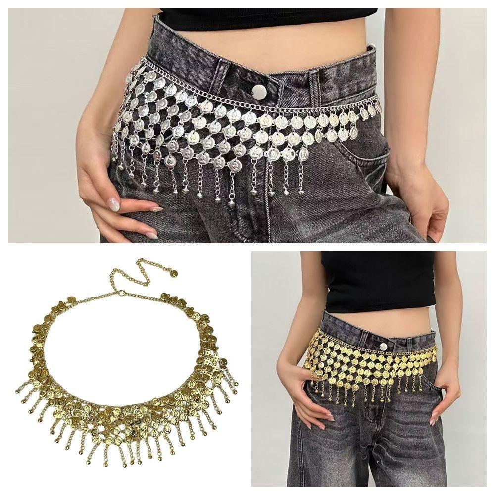 Metal Beads Tassel Belly Dance Belt Silver Color Belly Dancing Hip Scarf New Bell Waist Chain
