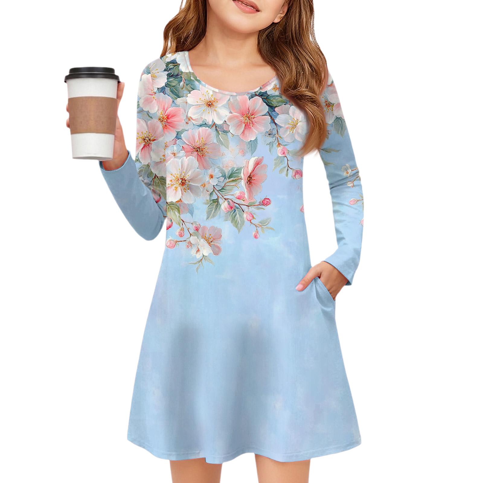 

Платье с длинным рукавом для девочек - Платье с цветными карманами 110