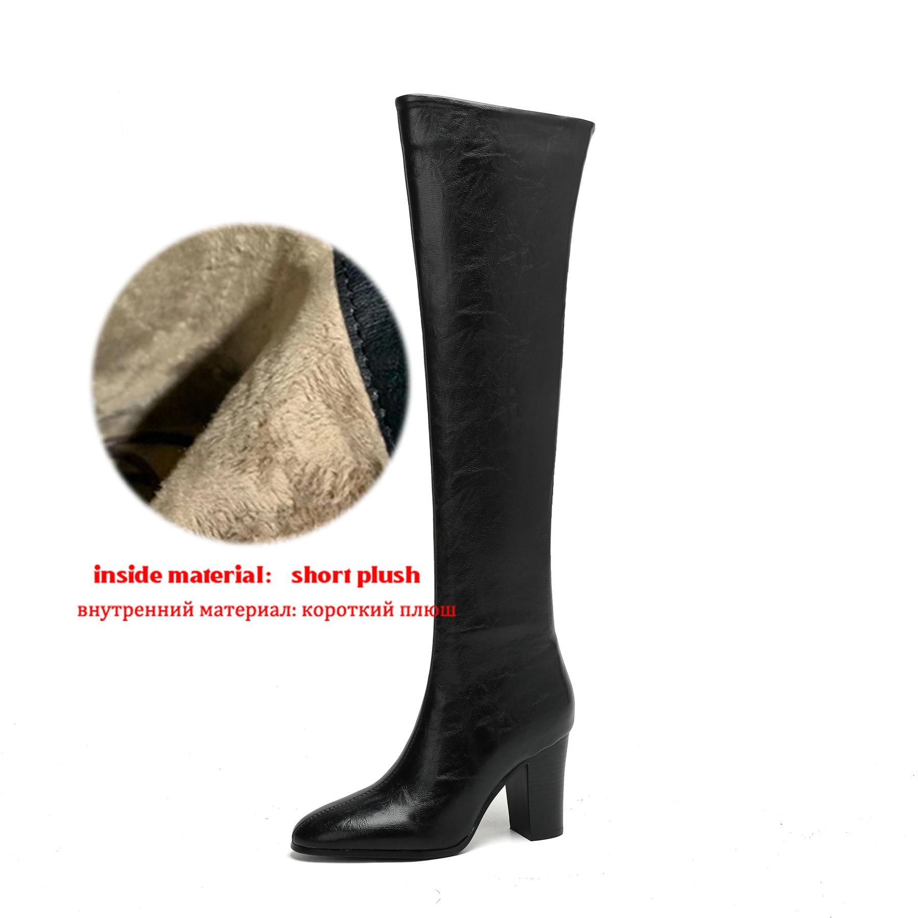 

Krazing Pot Microfiber Round Toe High Heels Over-the-knee Boots Size 46 Size 45 Slip on Plus Size Women Over-the-knee Boots 39