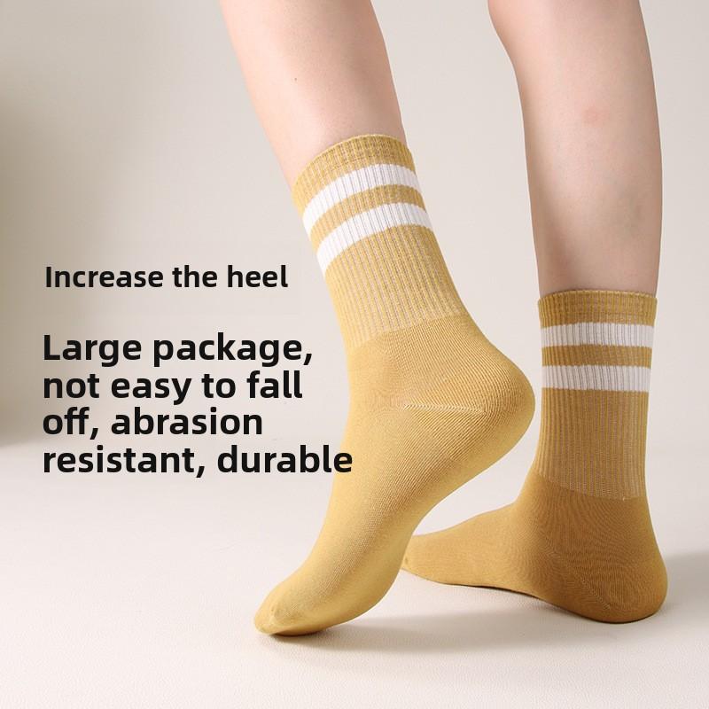 5 Pairs Women's Summer Mid-tube Socks Deodorant Women's Socks Antibacterial Boneless Striped Sports Socks Silk Stockings