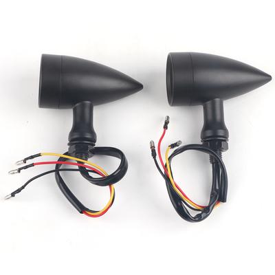 2PCS Universal Aluminum Motorcycle Plating Retro LED Bullet Turn Signal Indicator Light