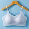 Light Green Seamless Breathable Wireless Bra with Adjustable Thin Straps