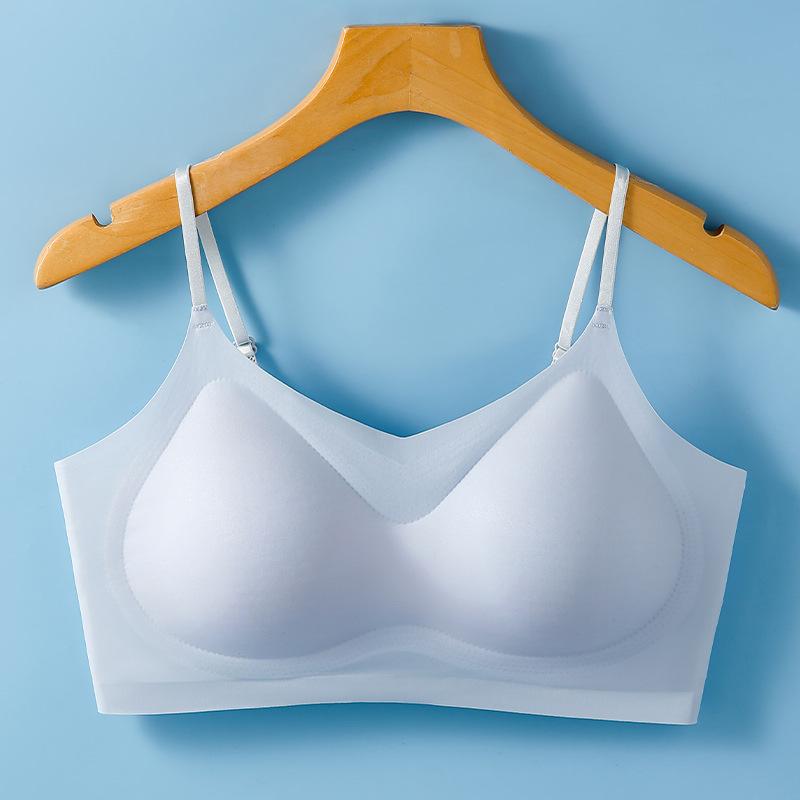 Light Green Seamless Breathable Wireless Bra with Adjustable Thin Straps