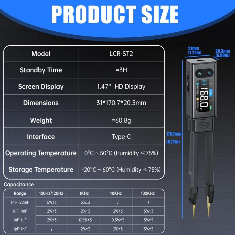 Advanced Easy to Carry Bridge Meter with High Stability ABS for Resistance Capacitance Inductance Diodes Voltage Testing