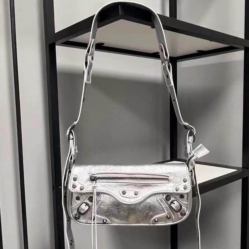 Retro Sweet Cool Women's Motorcycle-Style Baguette Shoulder Bag