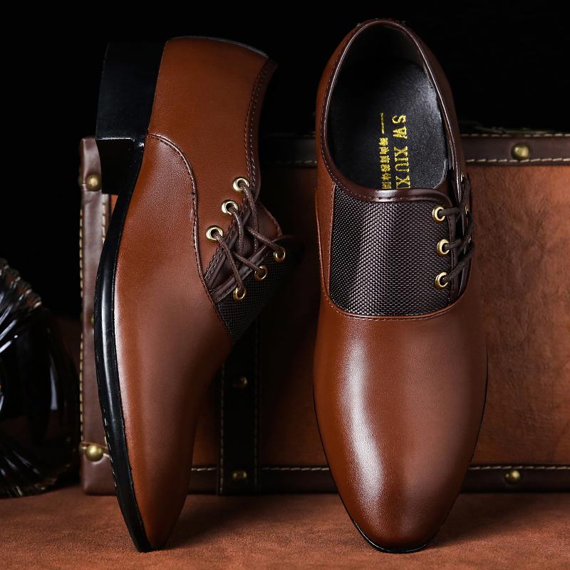 Fashion  solid-color leather business shoes Soft Bottom breathable Non-Slip pointed-toe Oxford Shoes For Men formal casual shoes