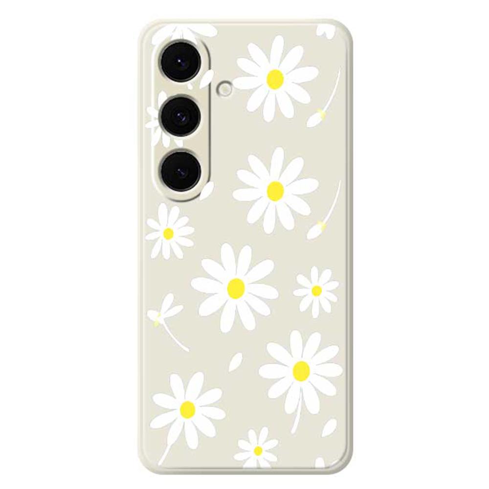 For Samsung Galaxy S24 FE Case White Daisy Pattern Printing Straight Edge TPU Phone Back Cover