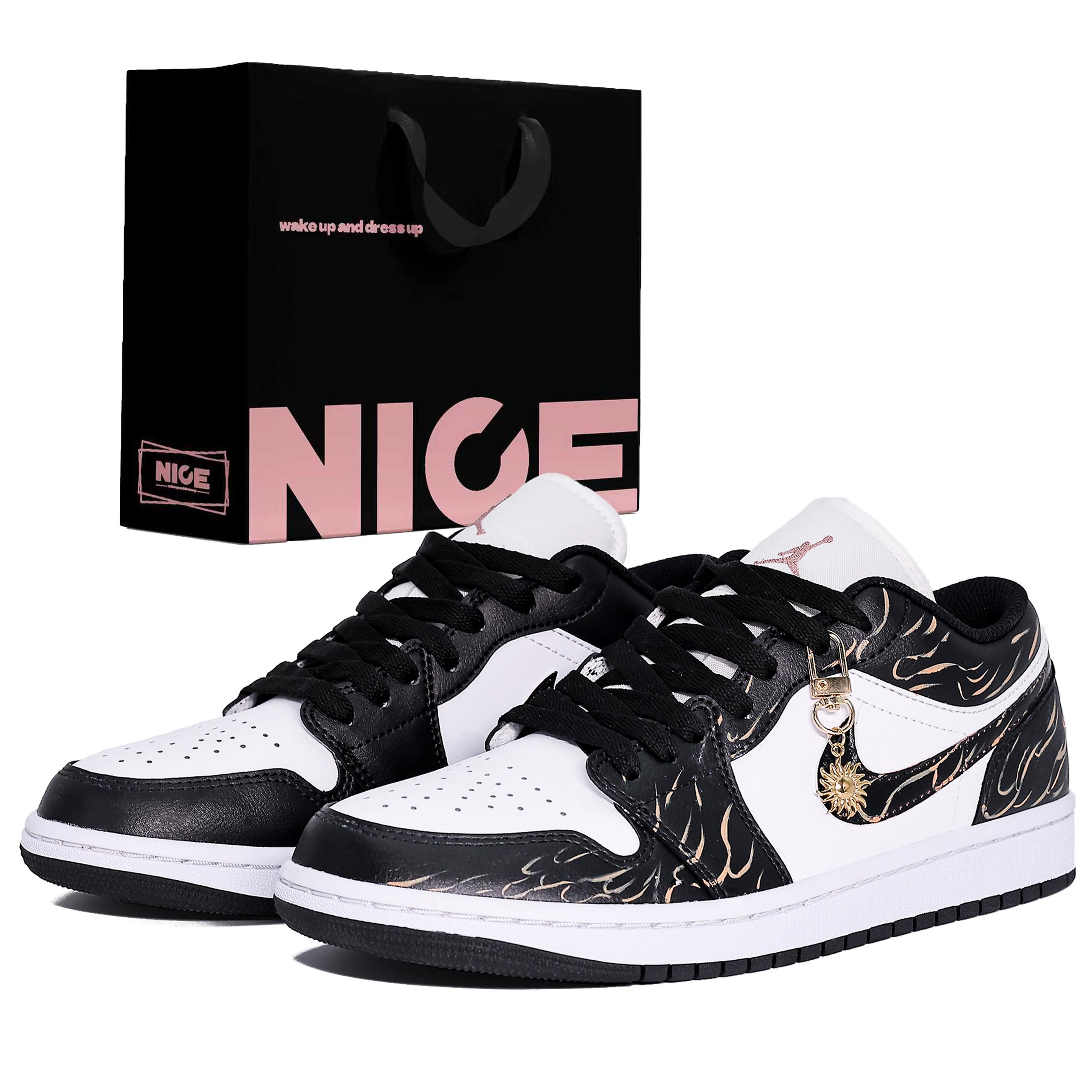 

Jordan Air Jordan 1 Abrasion Resistant Low top Vintage Basketball Shoes Unisex Gold Black 553558-165(Team1375-BAG) 44
