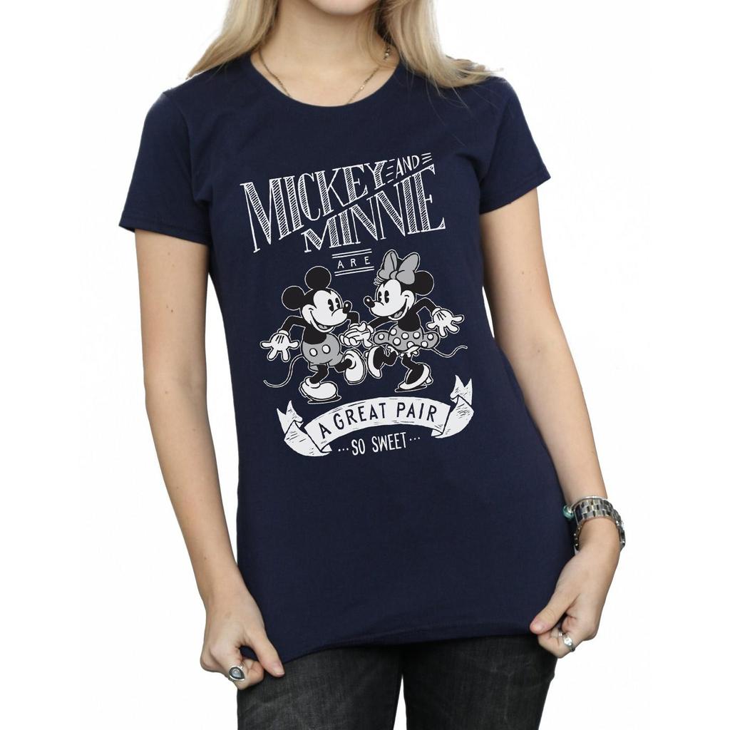 Disney Damen/Damen Mickey und Minnie Mouse Tolles Paar Baumwoll-T-Shirt