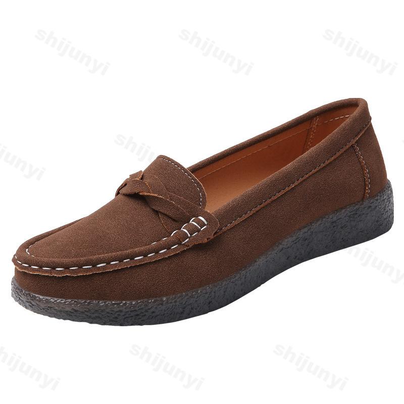 Fashion Women Casual Shoes Spring Fashion Brand Designer Loafers Faux Suede New Platform Soft Sole Non-slip Flat Shoes Zapatos Mujer
