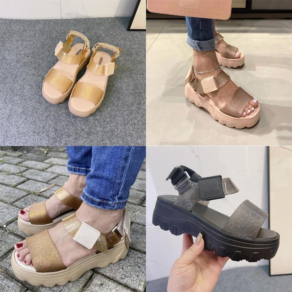 2023melissa Fashionable Melissa Women's Flat Sandals With Thick Soles Open Toe And Wide Straps