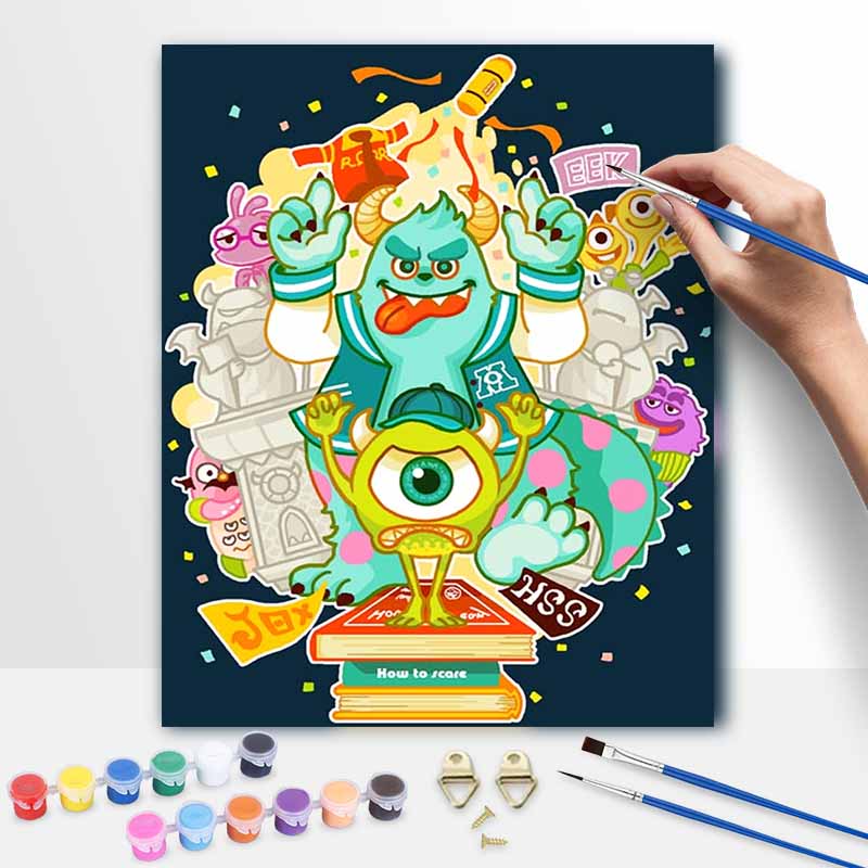Disney oil painting Monsters University handmade diy art painting home decoration 30x40cm