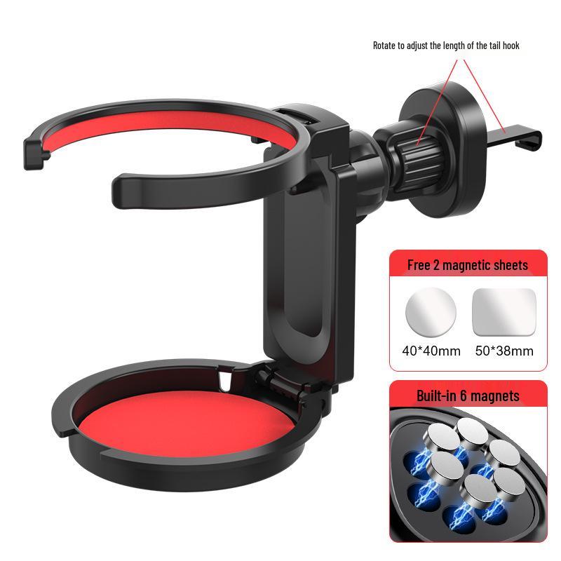 Multifunctional Car Cup & Phone Holder with Magnetic Suction, Foldable Air Vent Design